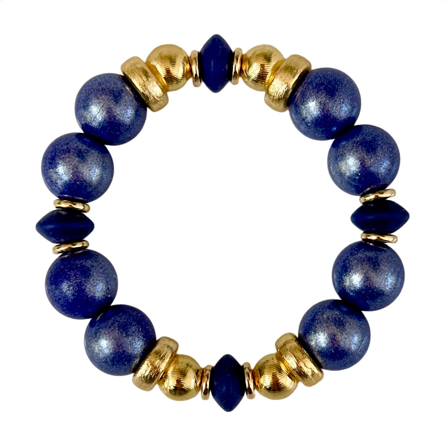 OPALIZED NAVY BLUE BANGLE WITH NAVY AND GOLD CZ ACCENTS