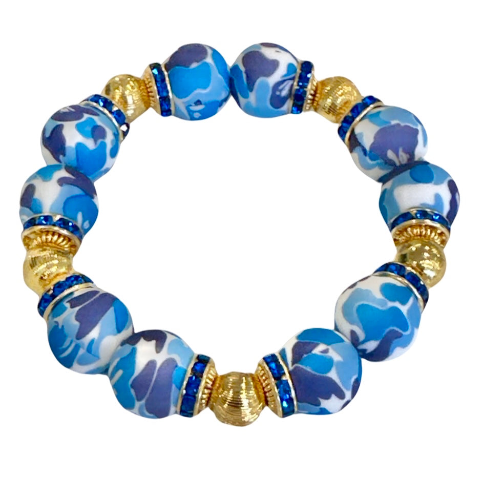 BLUE CAMO WITH GOLD AND CZ BANGLE