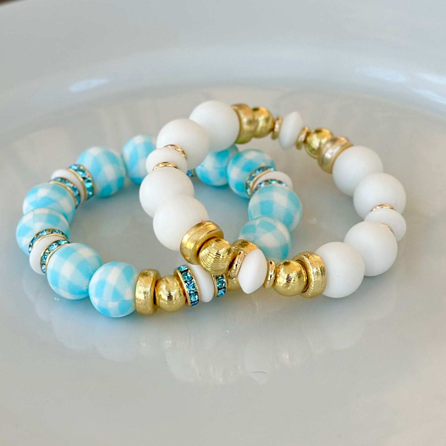 WHITE BANGLE WITH GOLD ACCENTS
