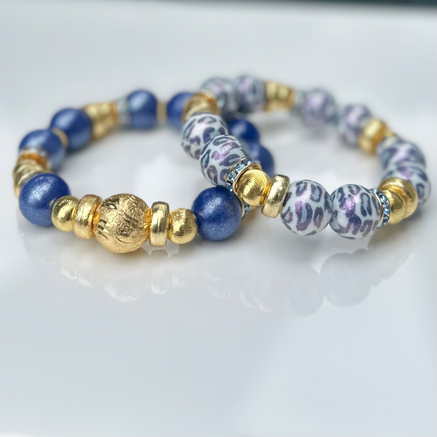 OPALIZED BLUE LEOPARD AND GOLD BANGLE