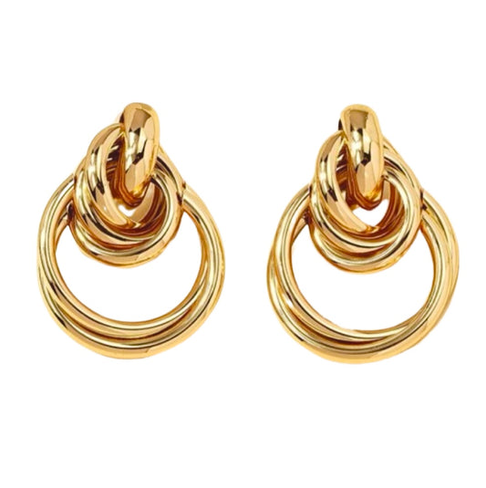 GOLD LARGE OVAL DOUDLE HOOP EARRING