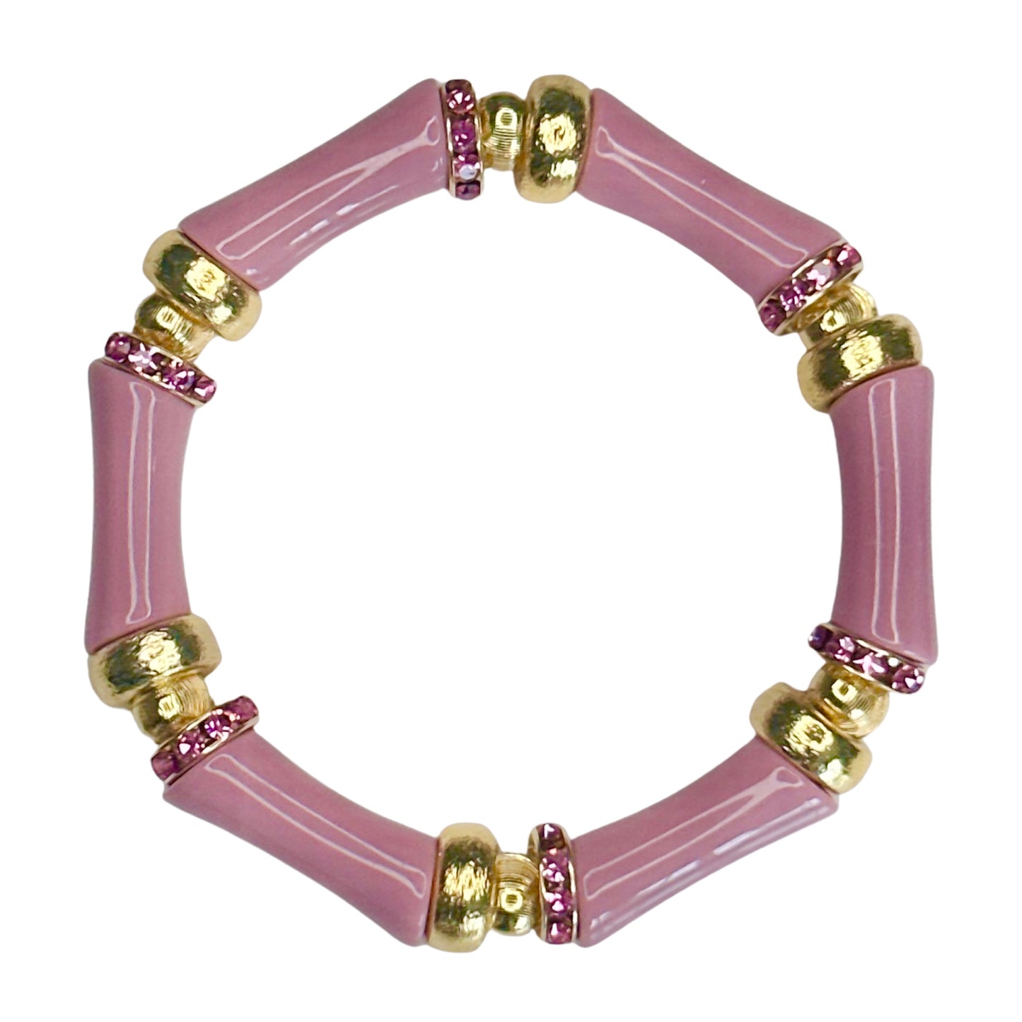 ROSE PINK MINI LINK BRACELET WITH CZ ACCENTS