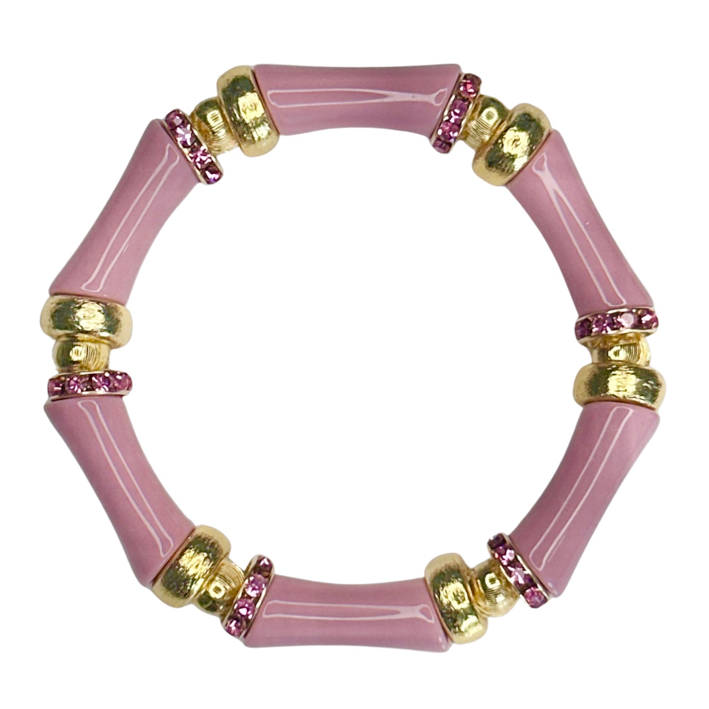 ROSE PINK MINI LINK BRACELET WITH CZ ACCENTS