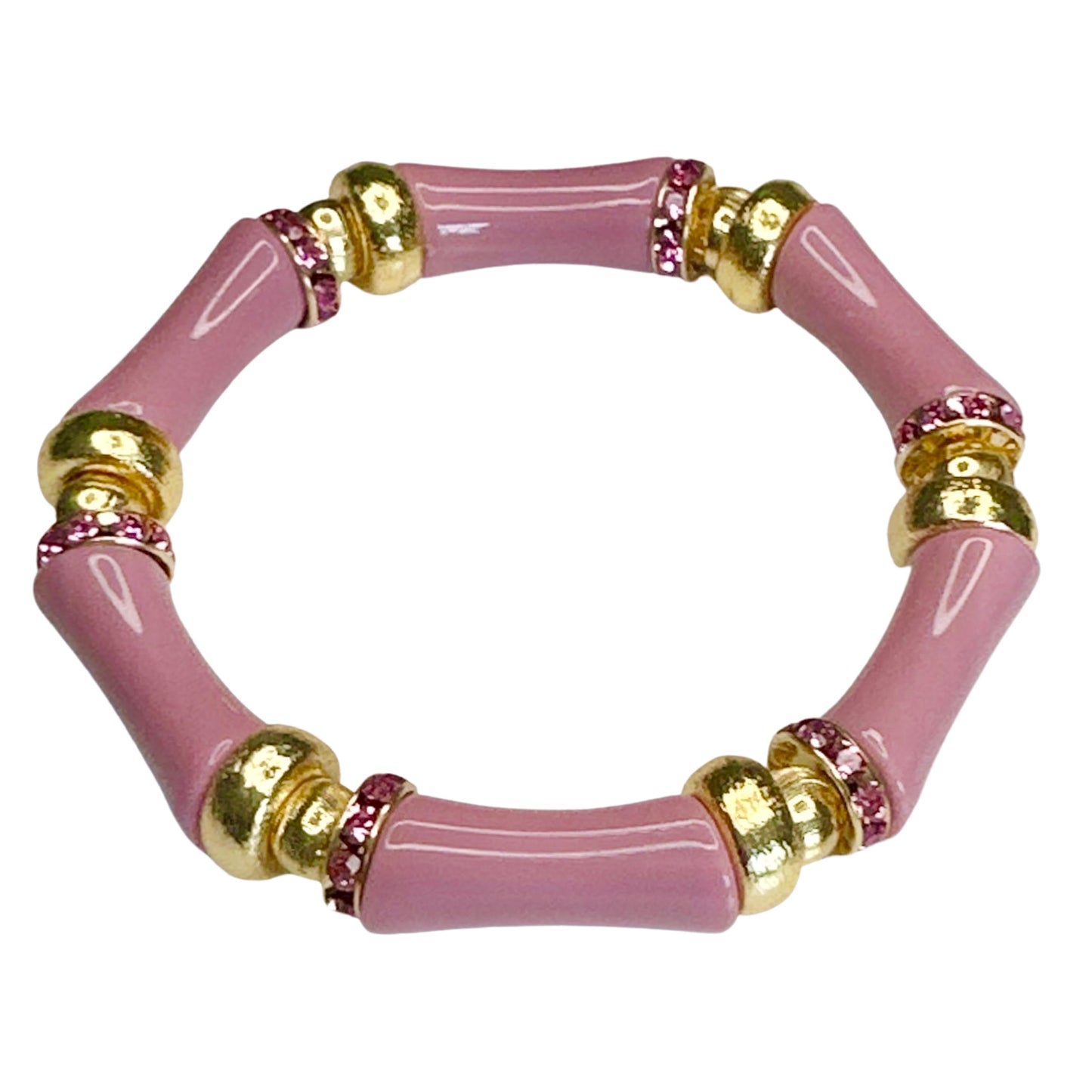 ROSE PINK MINI LINK BRACELET WITH CZ ACCENTS