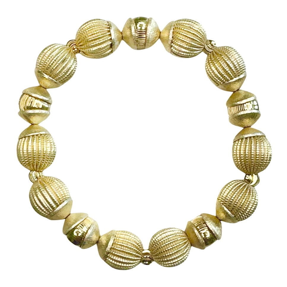 SATIN GOLD CORRUGATED CAPPED MINI BANGLE