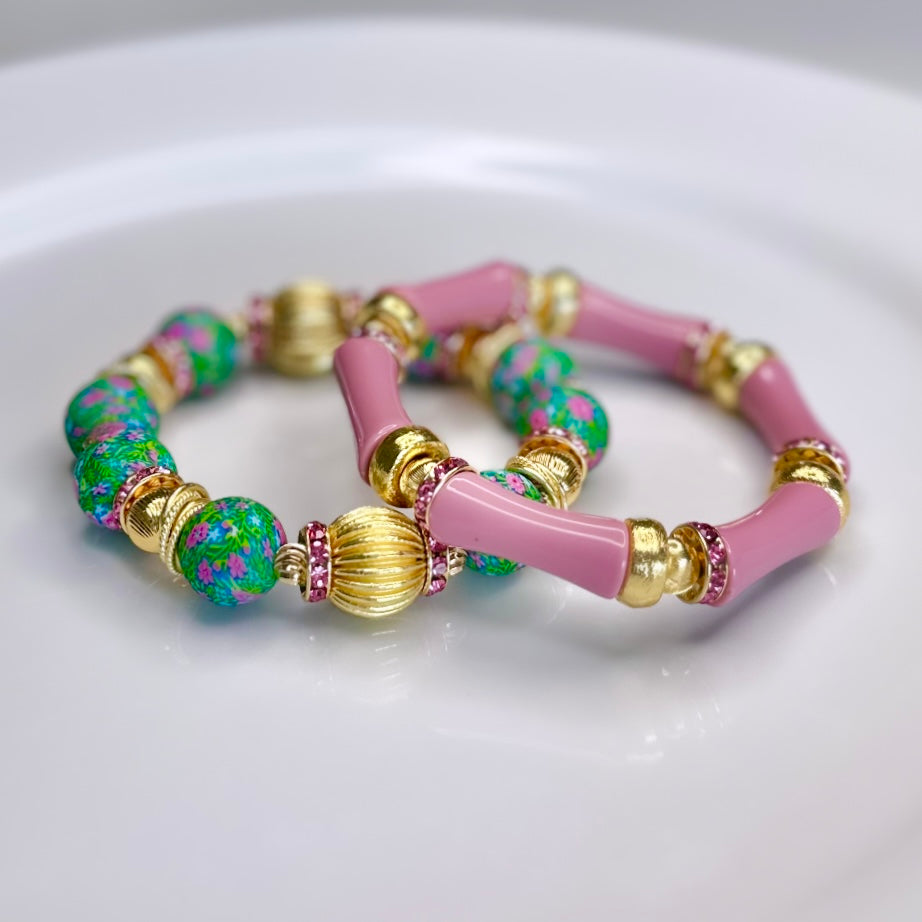 ROSE PINK MINI LINK BRACELET WITH CZ ACCENTS