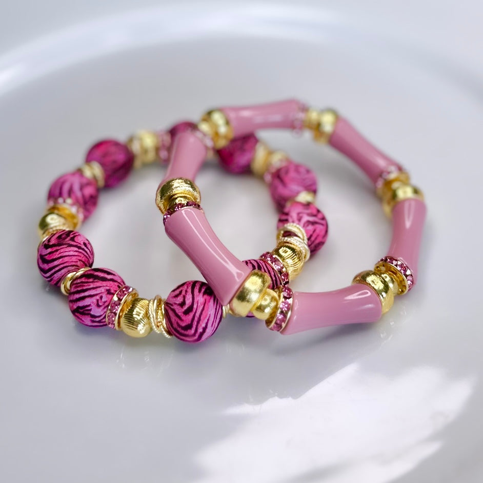 ROSE PINK MINI LINK BRACELET WITH CZ ACCENTS