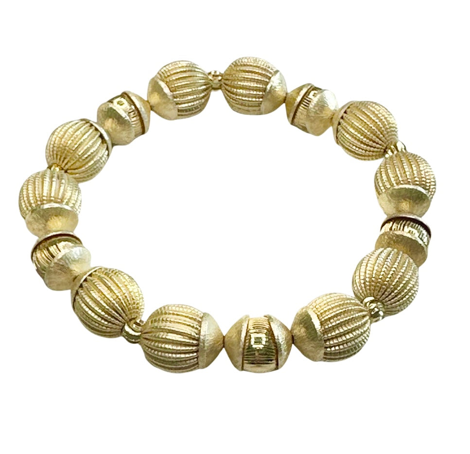 SATIN GOLD CORRUGATED CAPPED MINI BANGLE