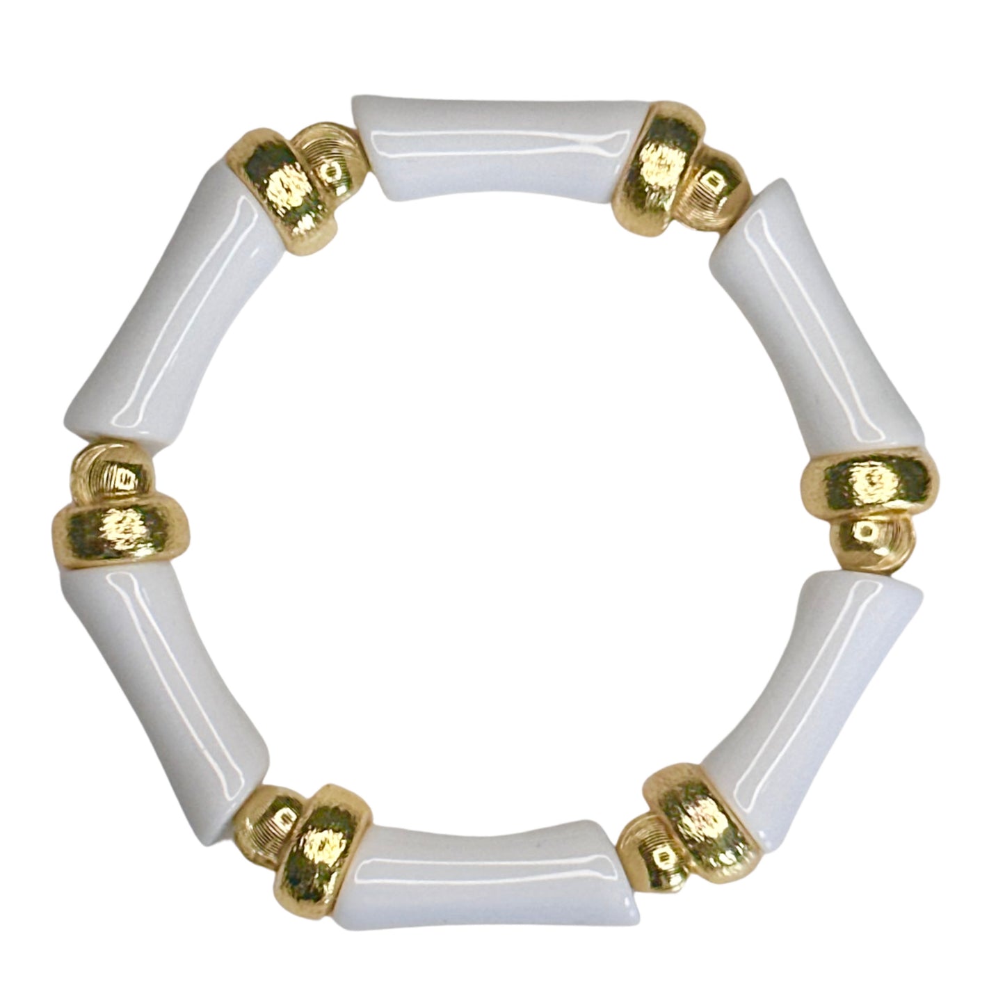 MINI WHITE LINK BANGLE WITH GOLD ACCENTS