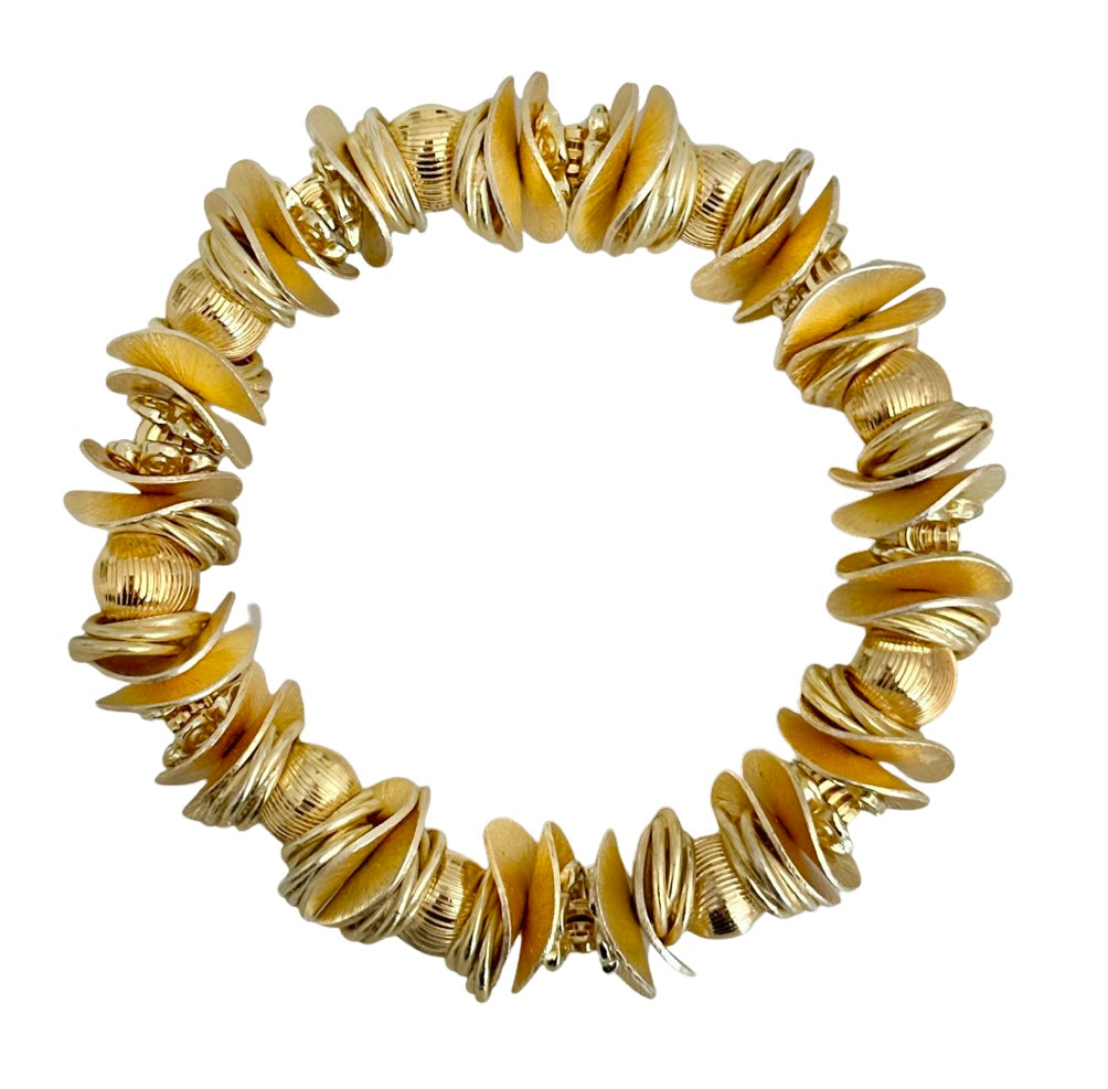 GOLD WAVY DISC STATEMENT BRACELET