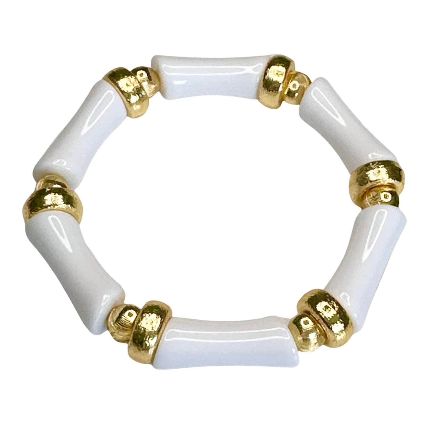 MINI WHITE LINK BANGLE WITH GOLD ACCENTS