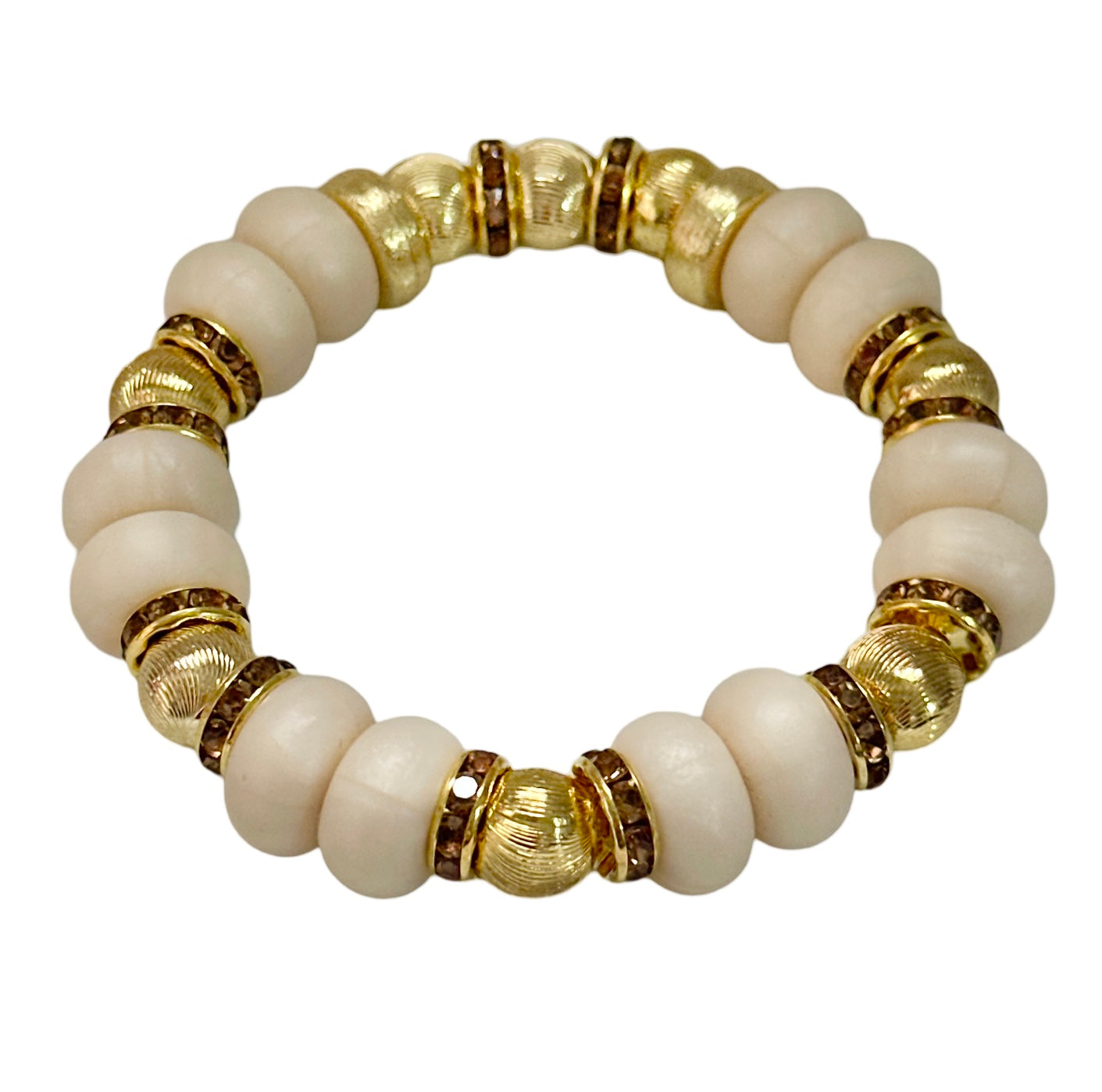 IVORY SPIRAL BANGLE WITH GOLD AND CZ ACCENTS