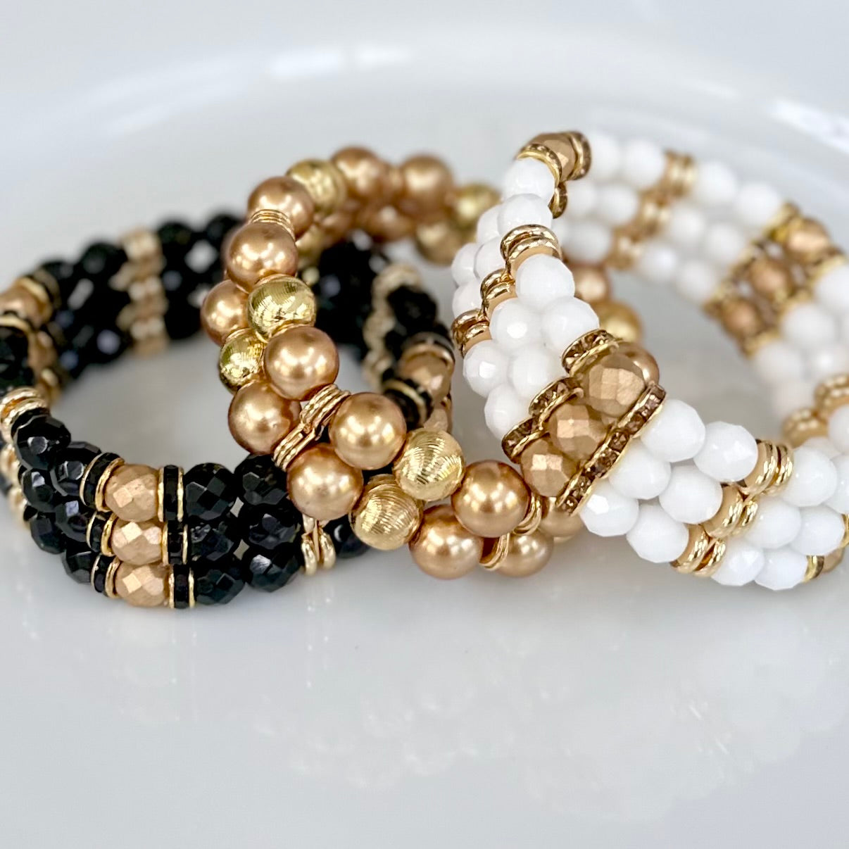 WHITE AND GOLD TRIPLE CUFF
