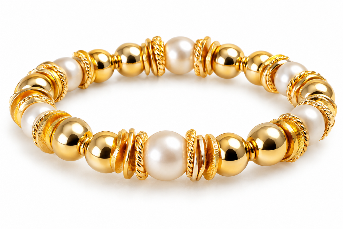 THE ARABELLA GOLD AND PEARL BANGLE