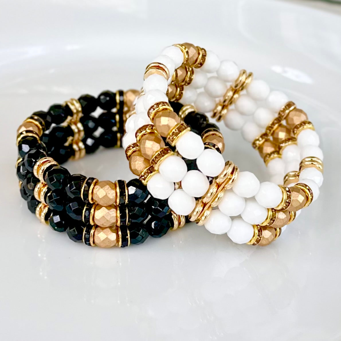WHITE AND GOLD TRIPLE CUFF