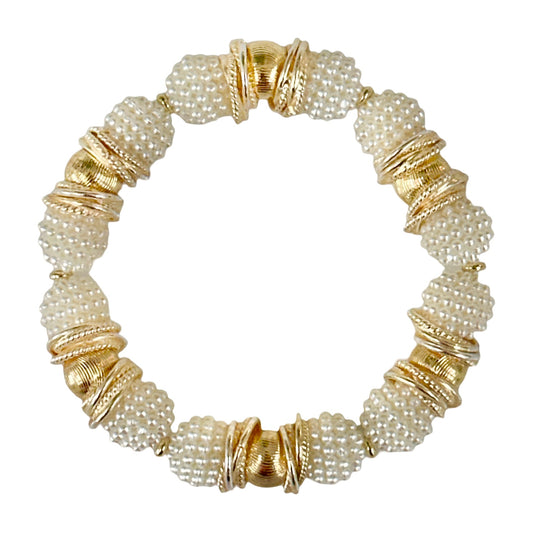 IVORY BERRY BEADING BANGLE WITH GOLD ACCENTS
