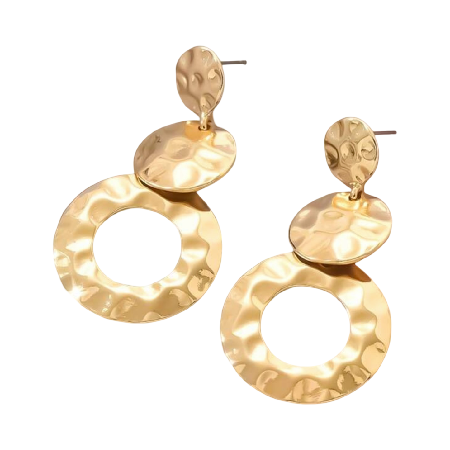 GOLD HAMMERED TRIPLE DROP OVAL EARRING