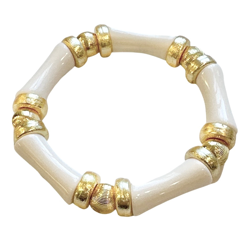 MINI IVORY LINK BANGLE WITH GOLD ACCENTS
