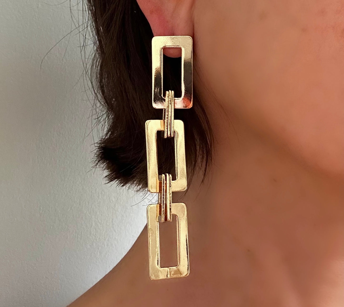 GOLD DANGLE PAPER CLIP EARRING