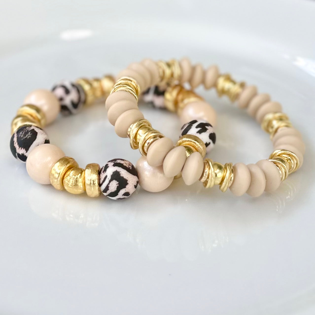 NEW! TAUPE COIL BRACELET WITH GOLD ACCENTS