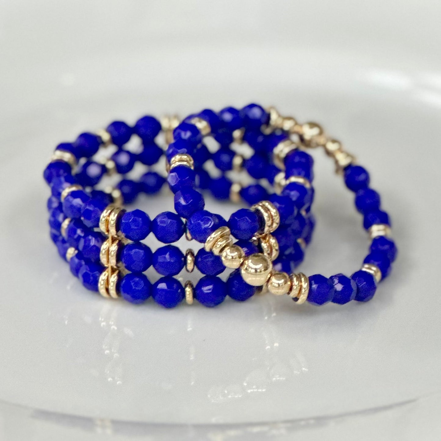 ROYAL BLUE AND GOLD TRIPLE CUFF