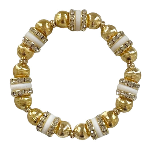 GOLD AND WHITE BRACELET WITH CZ ACCENTS