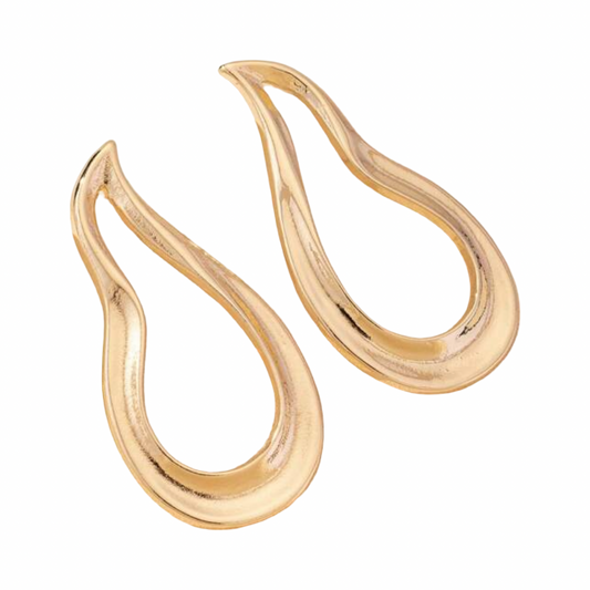 GOLD OPEN WAVY TEAR DROP EARRING