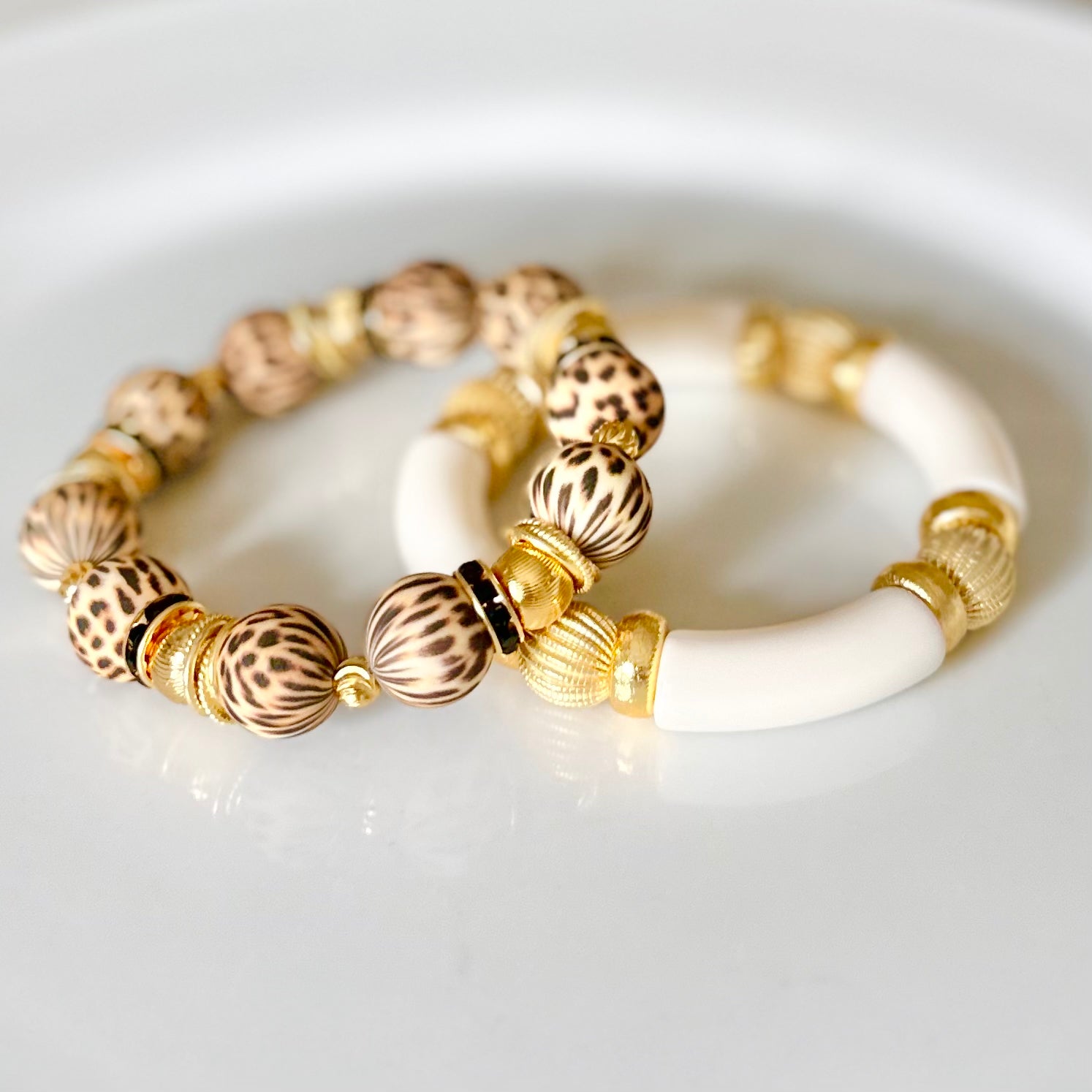 IVORY AND GOLD LINK BRACELET – brynn hudson