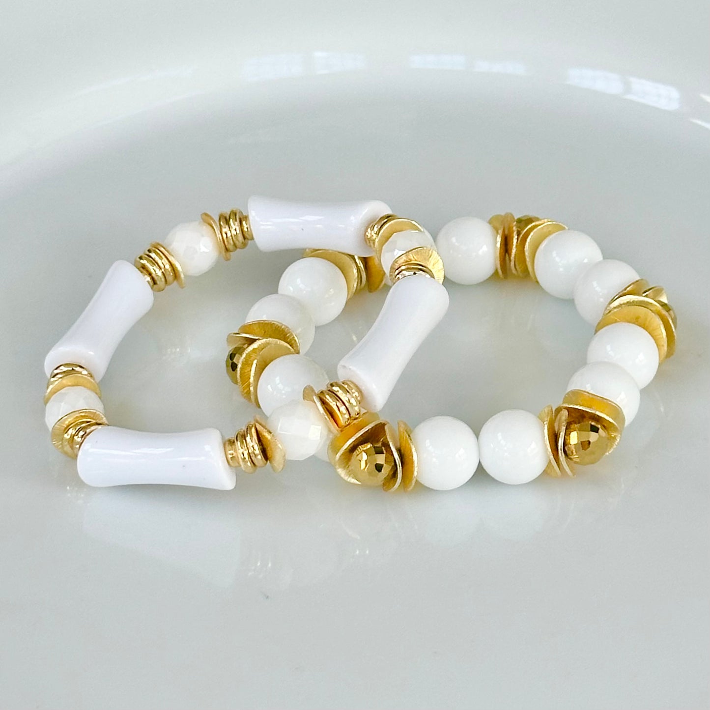WHITE AND GOLD LINK BRACELET