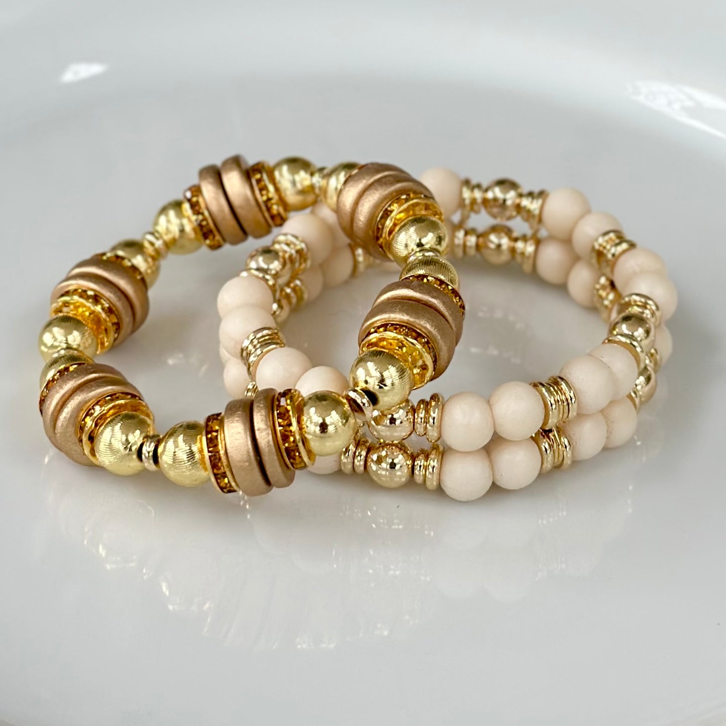 GOLD AND BRUSHED DARK GOLD WOOD BANGLE