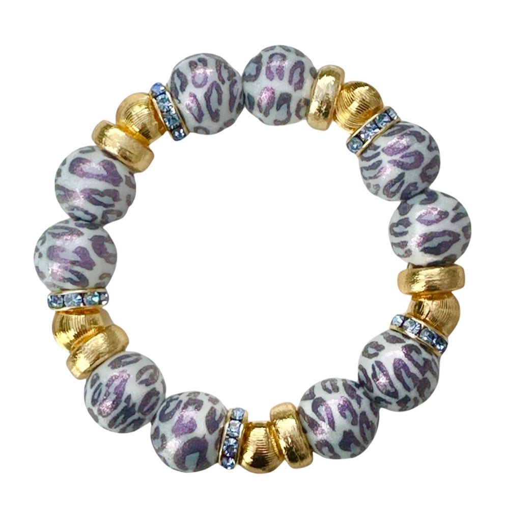 OPALIZED BLUE LEOPARD AND GOLD BANGLE