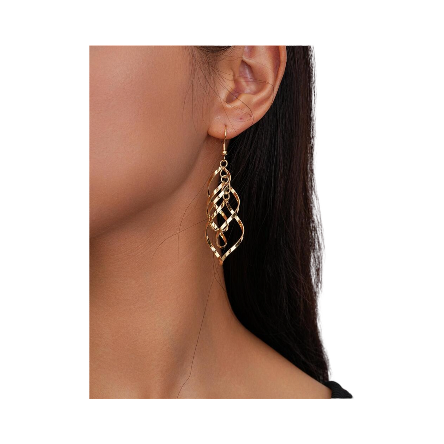 TRIPLE FIGURE EIGHT GOLD EARRING