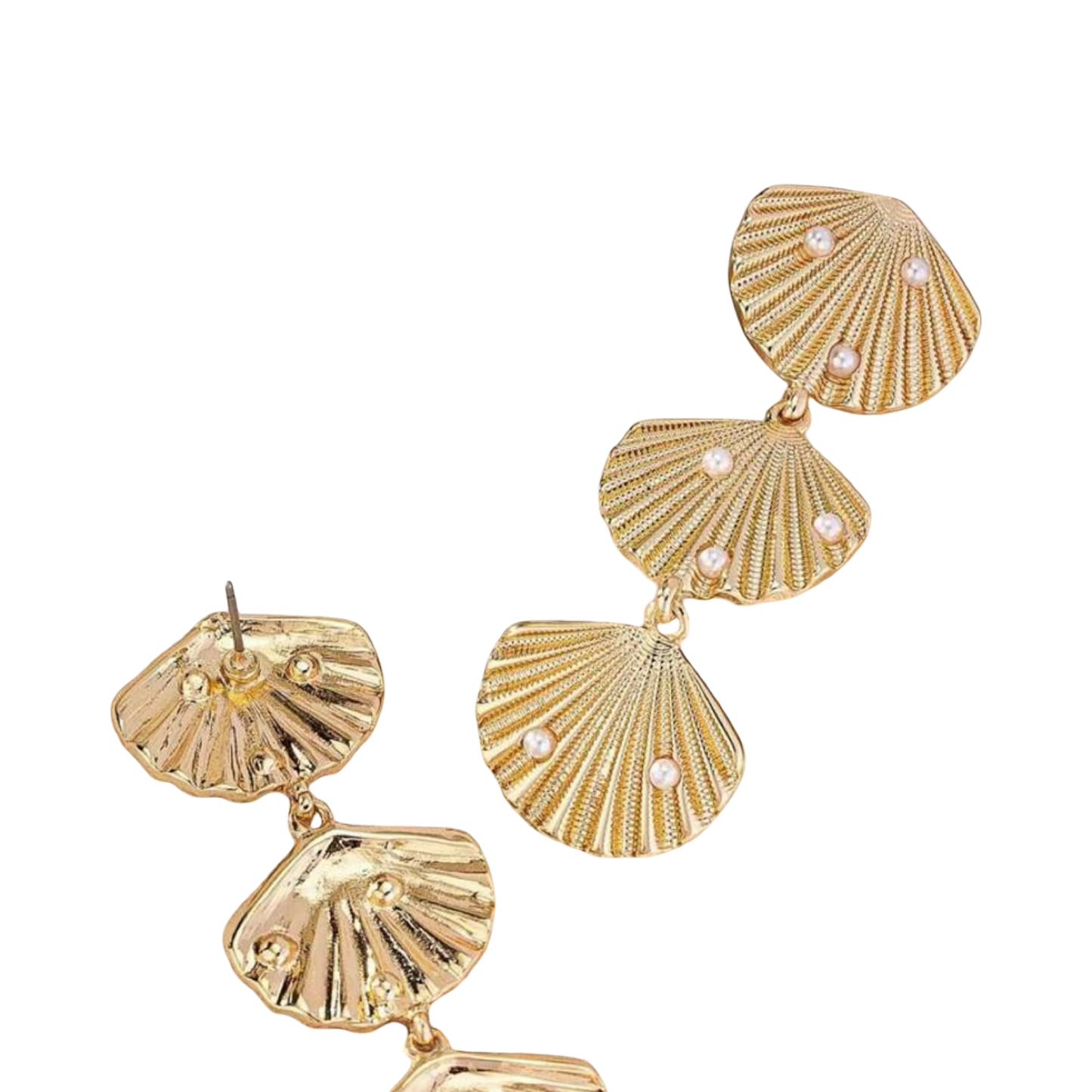 GOLD SEASHELL TRIPLE EARRING