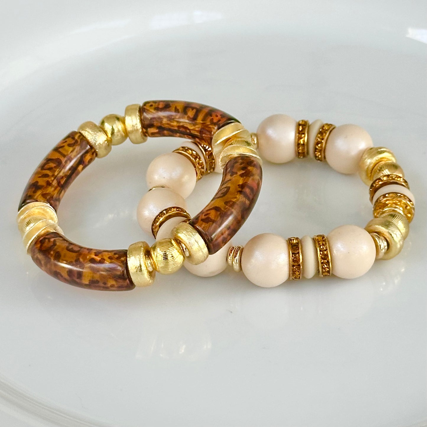 TORTOISE CHEETAH AND GOLD LINK BRACELET