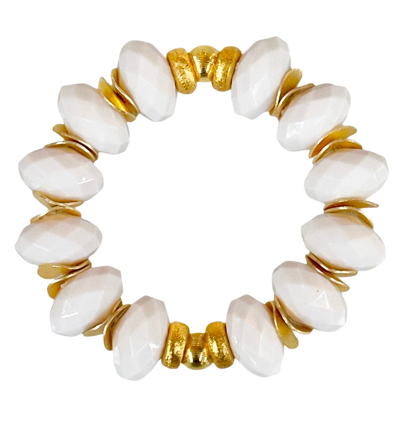 FACETED WHITE AND GOLD STATEMENT BRACELET