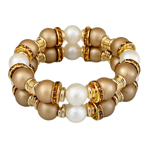 MATTE GOLD AND IVORY CUFF WITH GOLD ACCENTS