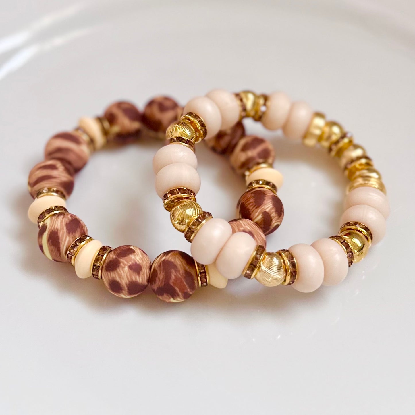IVORY SPIRAL BANGLE WITH GOLD AND CZ ACCENTS