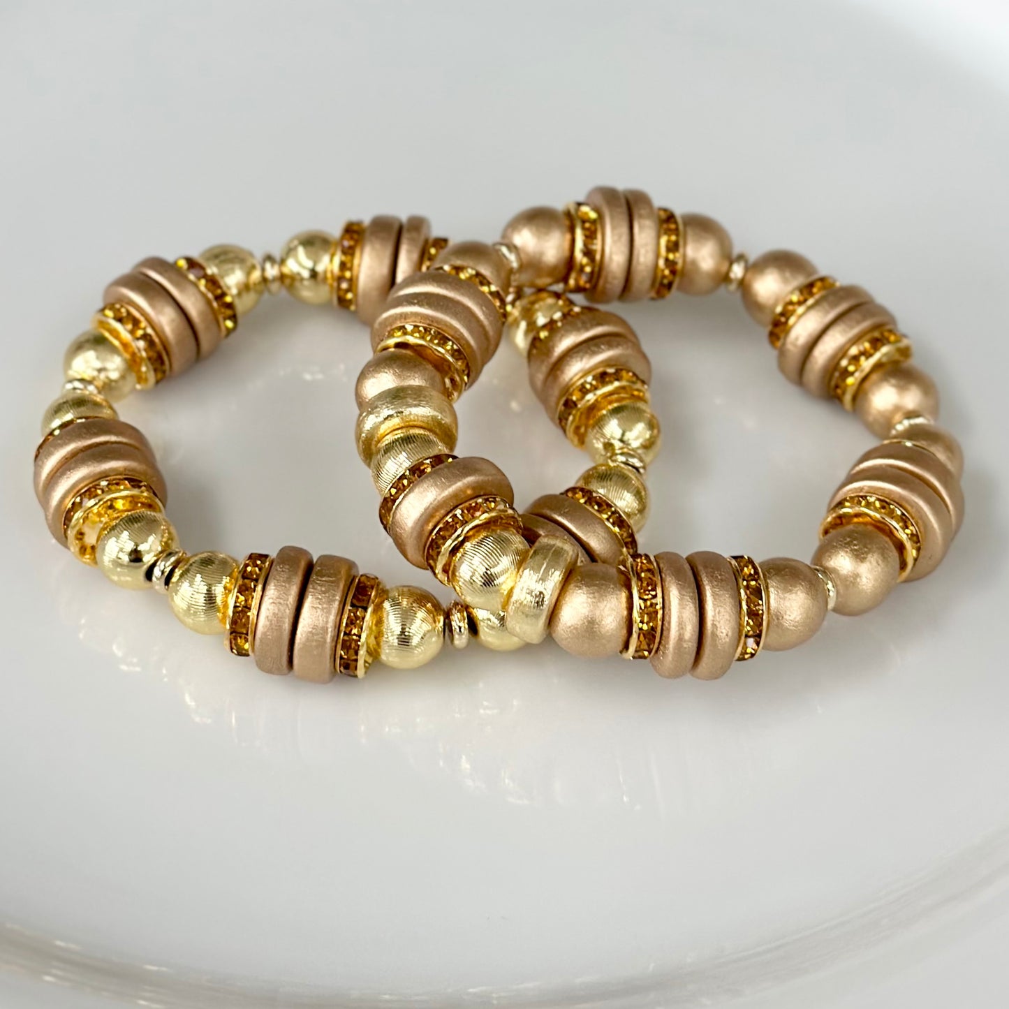 GOLD AND BRUSHED DARK GOLD WOOD BANGLE
