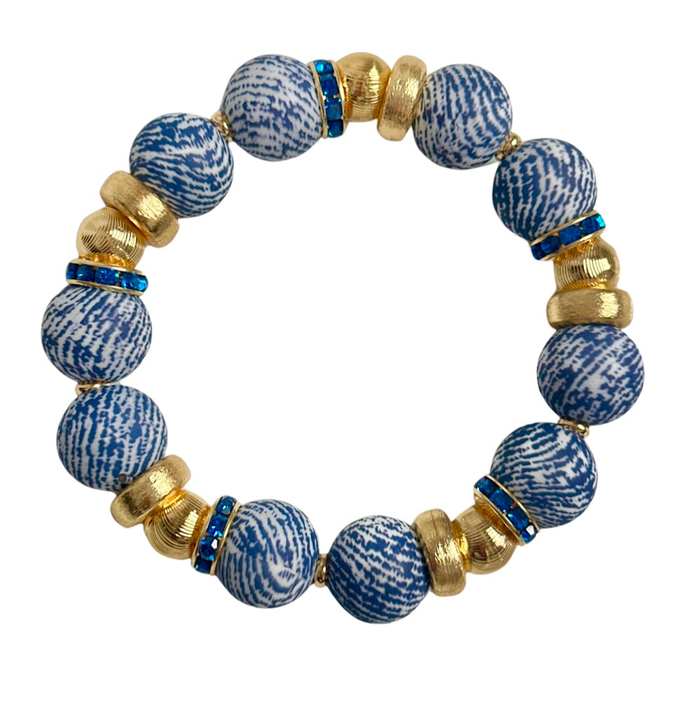 BLUE PRINT BANGLE WITH GOLD ACCENTS