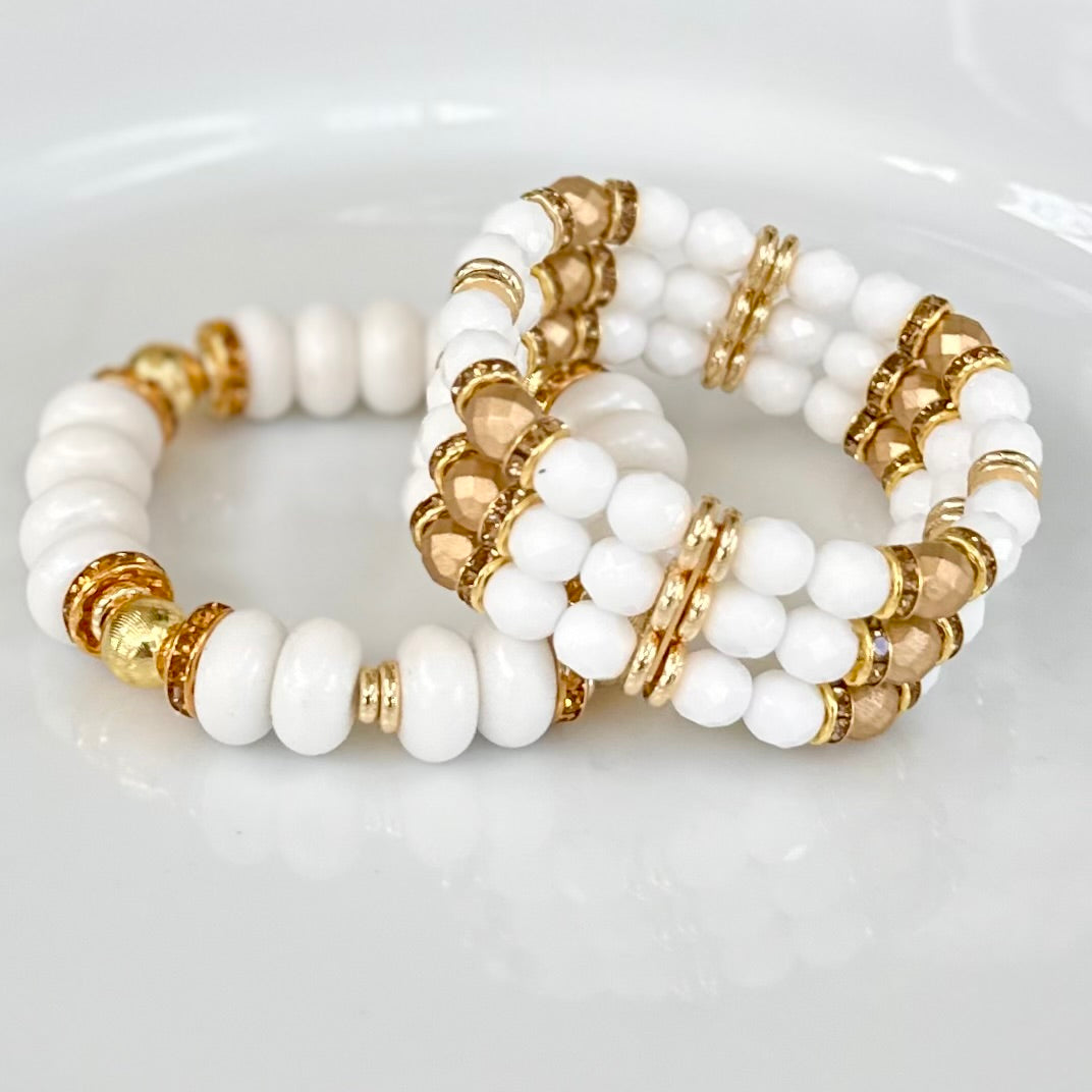 WHITE AND GOLD TRIPLE CUFF
