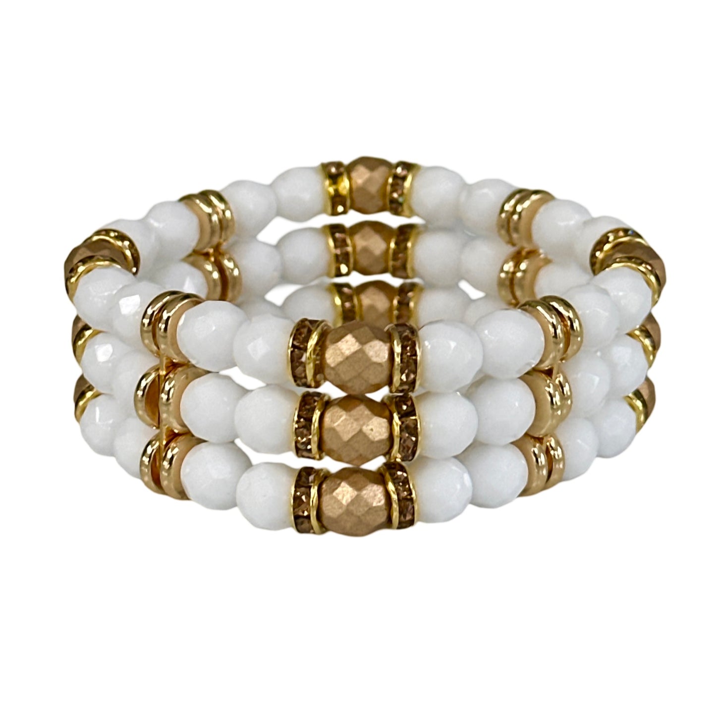 WHITE AND GOLD TRIPLE CUFF