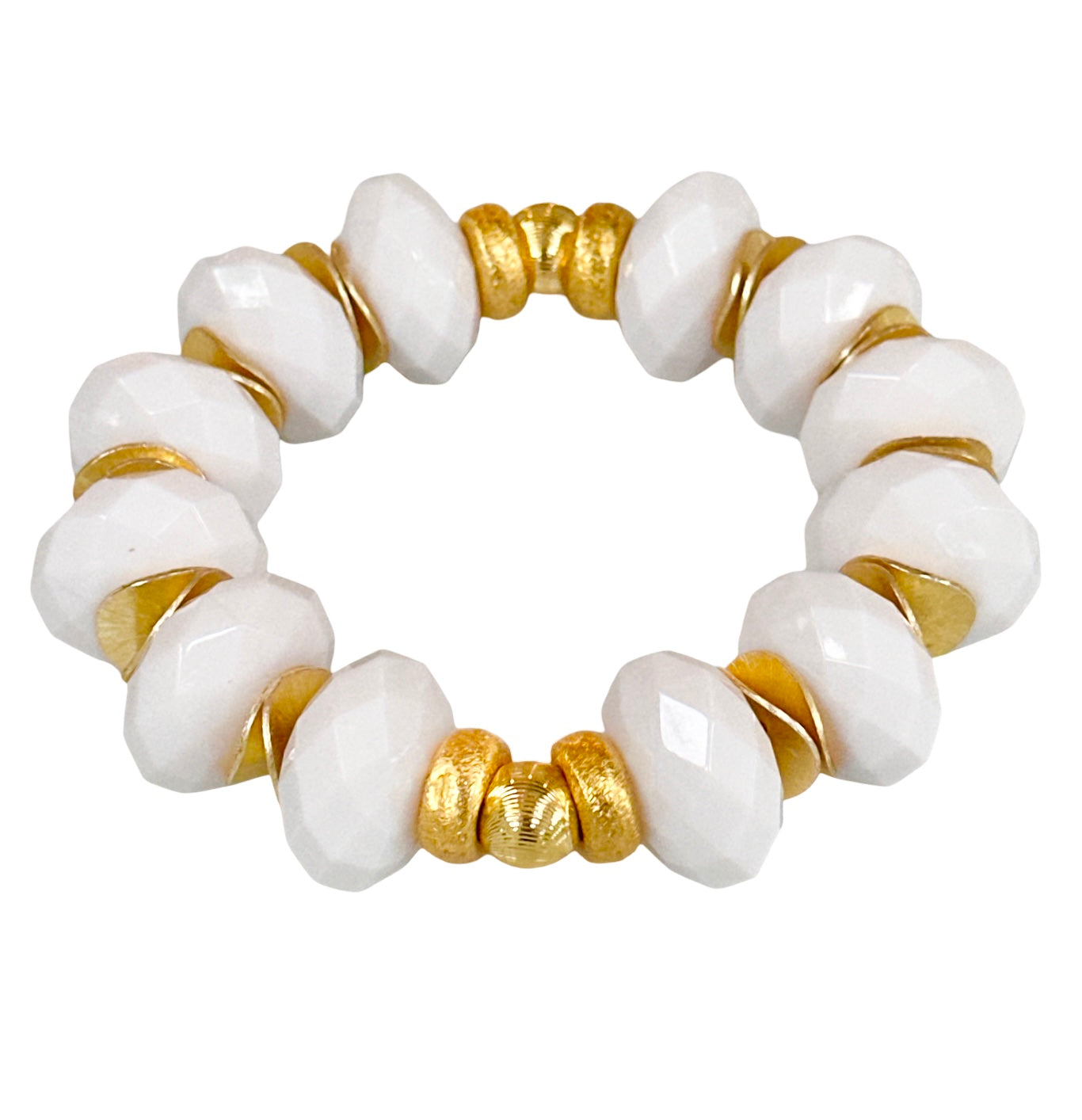 FACETED WHITE AND GOLD STATEMENT BRACELET