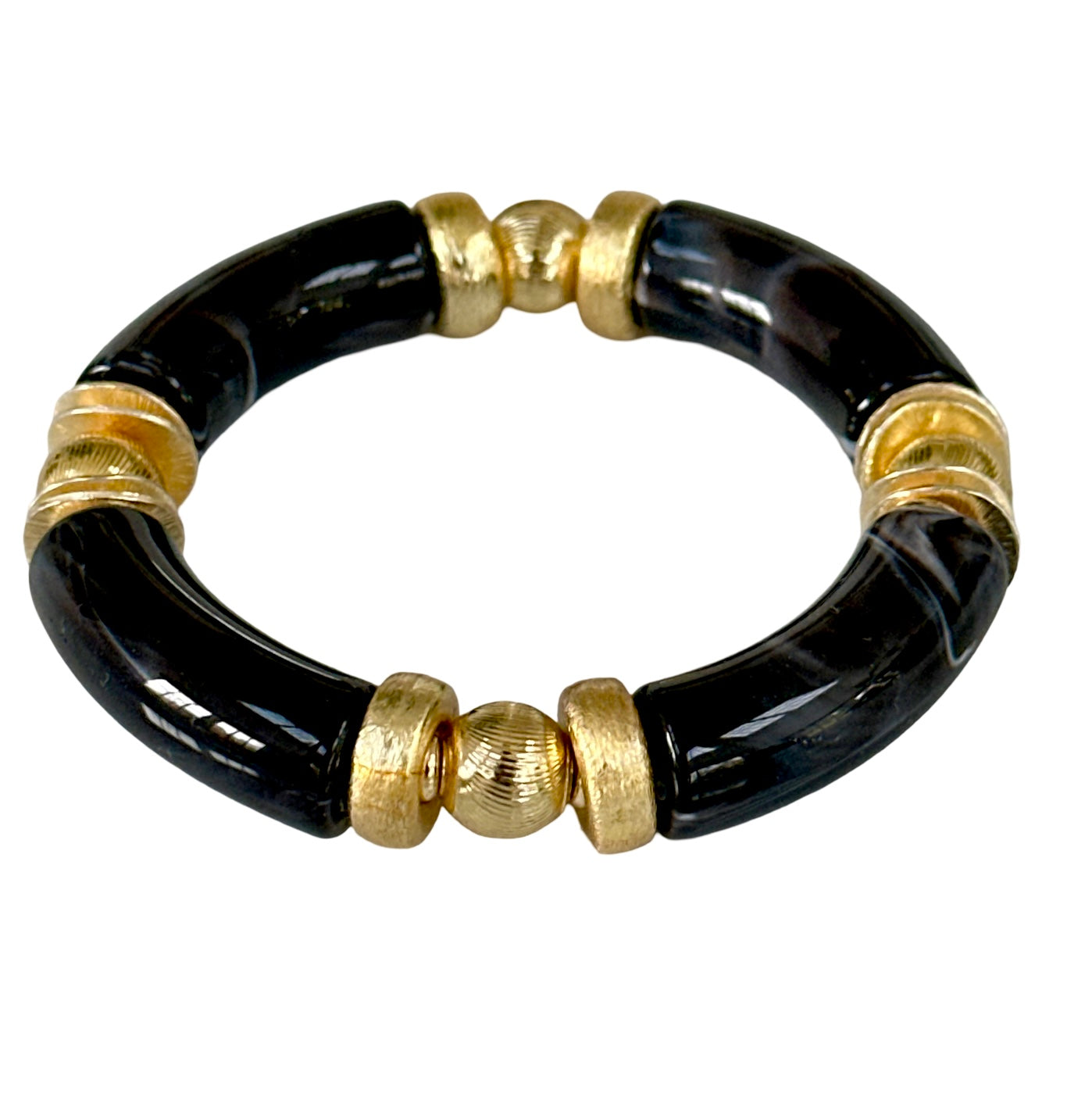 MARBLED BLACK AND GOLD LINK BRACELET