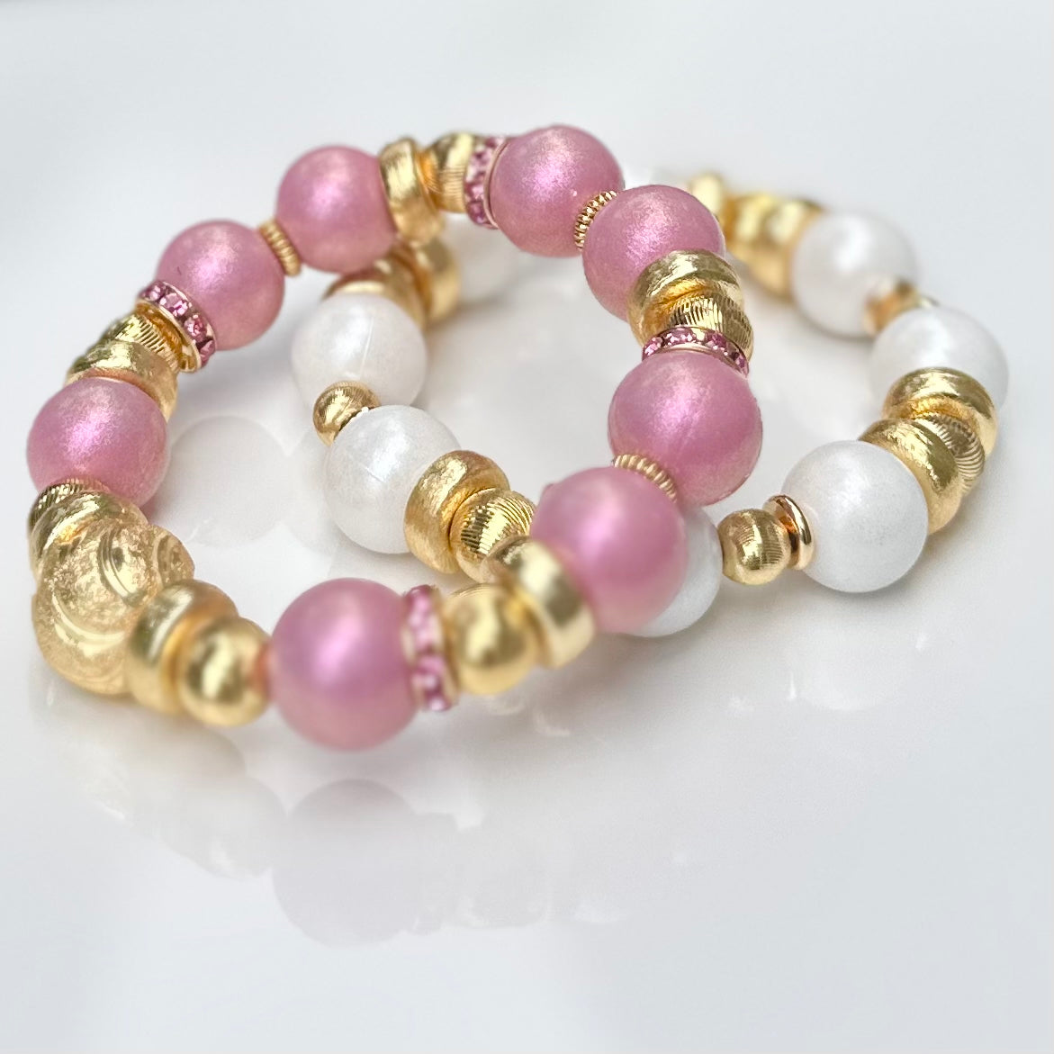 OPALIZED ROSE PINK AND GOLD BANGLE