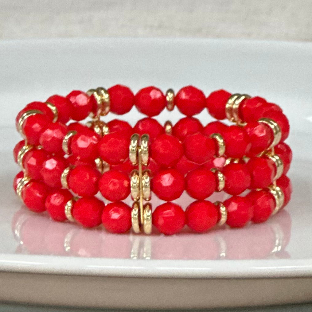 RED AND GOLD TRIPLE CUFF