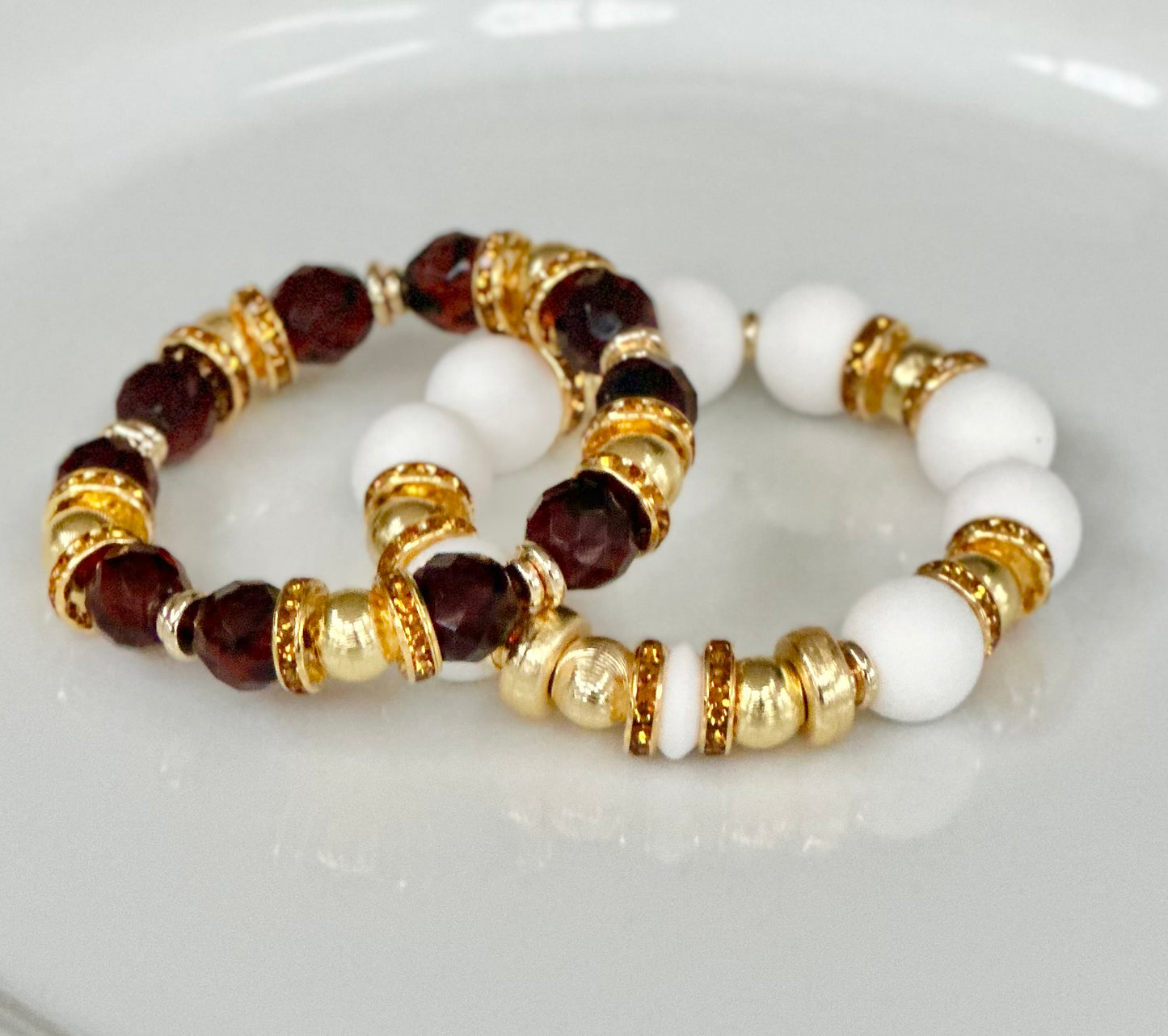 DARK TORTOISE SHELL BANGLE WITH TOPAZ, GOLD AND CZ ACCENTS