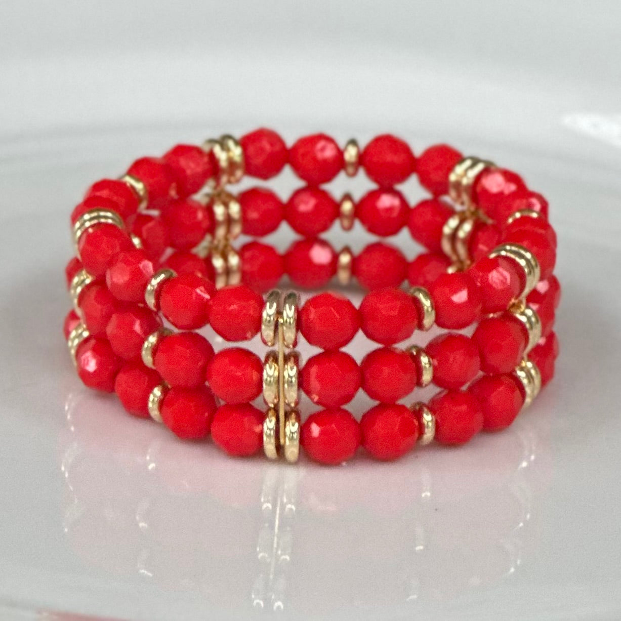 RED AND GOLD TRIPLE CUFF