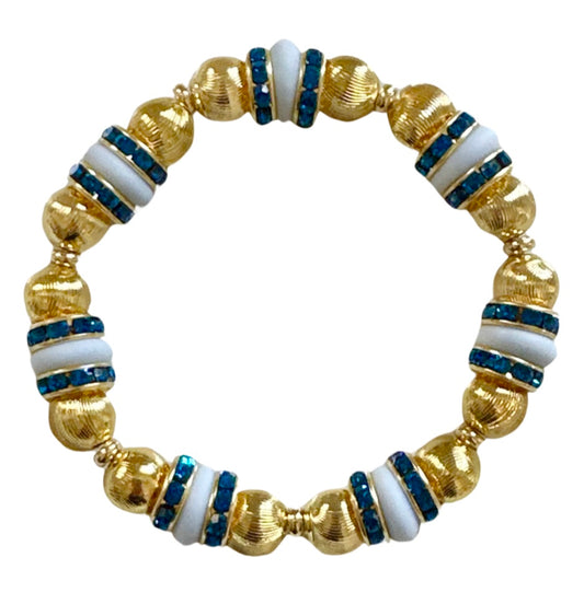 GOLD AND LIGHT BLUE BRACELET WITH CZ ACCENTS