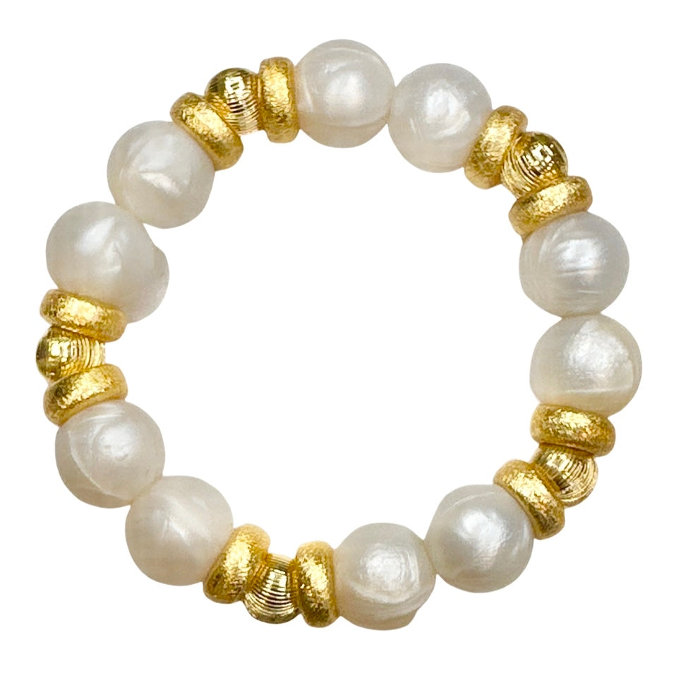PEARLIZED IVORY AND GOLD BANGLE