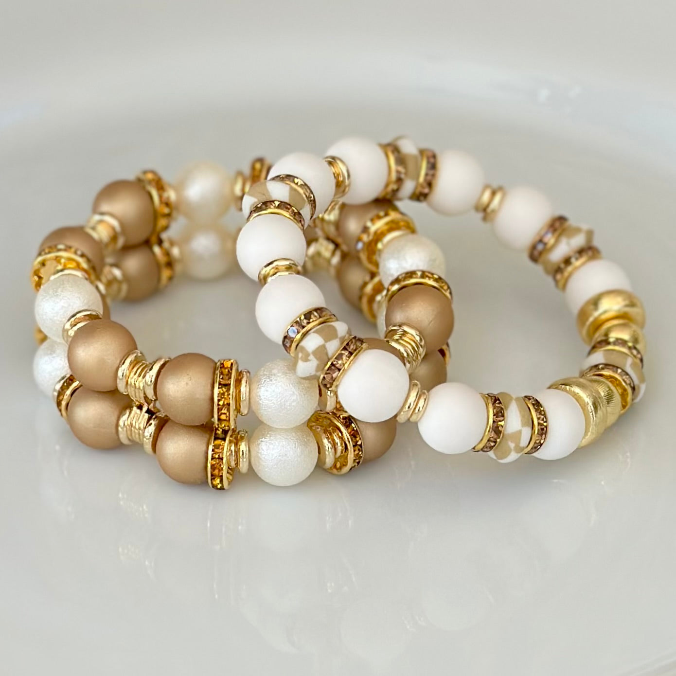 MATTE GOLD AND IVORY CUFF WITH GOLD ACCENTS
